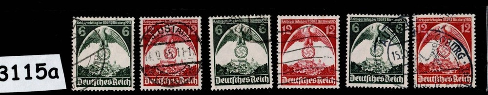Used Stamp sets X3 Sc 465-466 1935 Third Reich Nuremberg Germany #3115a
