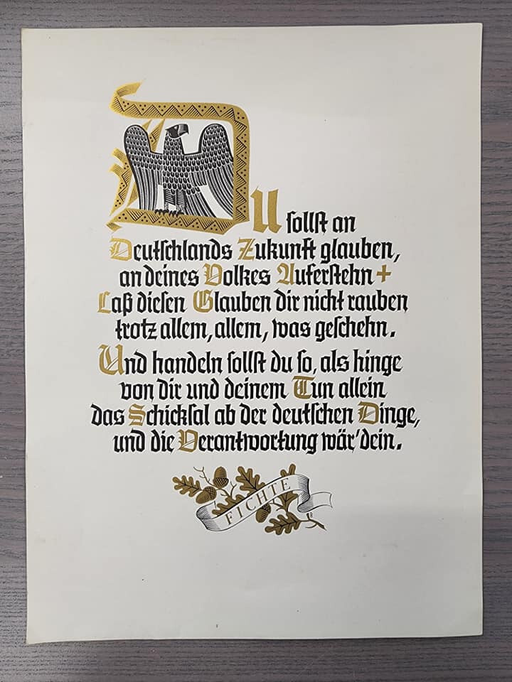 Authentic Third Reich German award document urkunde Art Artist certificate