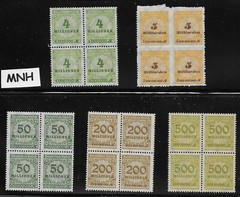100+ MNH Stamps in Blocks of 4 Weimar Republic Germany Overprints #2370