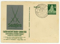Saxony at Work Exhibition Leipzig Germany Stationery Postal Card 1938 Used