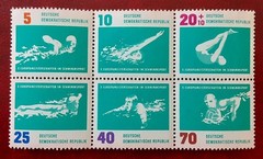 DDR Germany 1962 MNH Swimming Block Mi 907-912 Scott 625a XF 4626-1