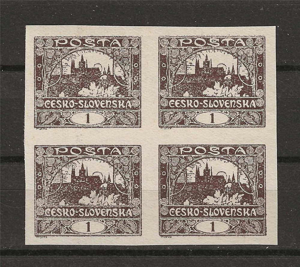 Czechoslovakia 1919 Sc# 23 imperf Rhadcany at Prague block 4 MNH