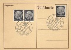 1939 Berlin Alpen Verein Event Postcard Hindenburg Stamps Special Cancel WW2 Era