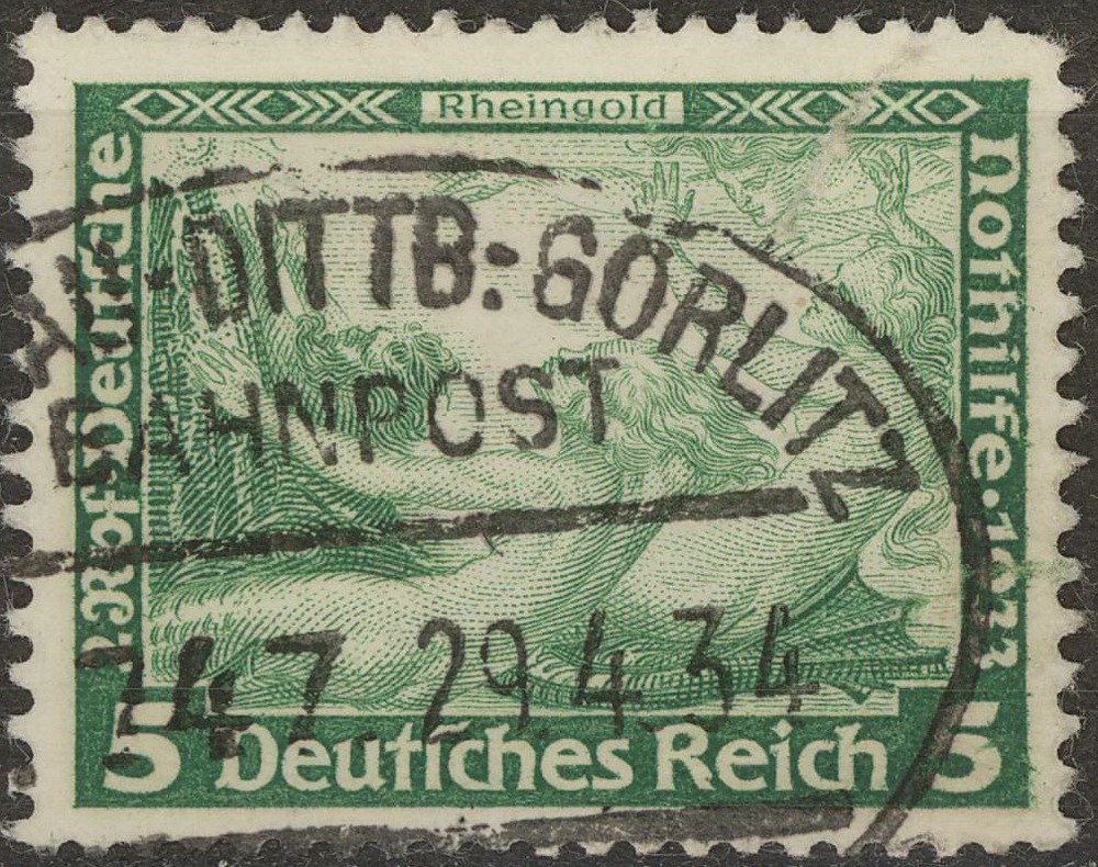 Stamp Germany Mi 501 Sc B51 1933 WWII 3rd Reich Rheingold Richard Wagner Used