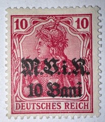 Travelstamps: 1917 Germany Stamps Romania 10 Bani on 10pf, Mint No Gum H, MNG