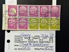 Germany # 702b Booklet Pane Used 2024 Scott Catalogue Value $ 60.00