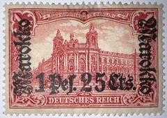 Travelstamps: Germany Offices in Morocco Stamps 1 Pes. 25c OP Mint Og Hinged