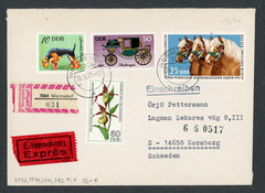 GDR Wermsdorf Sweden Norsborg Registered Express Cover 1977