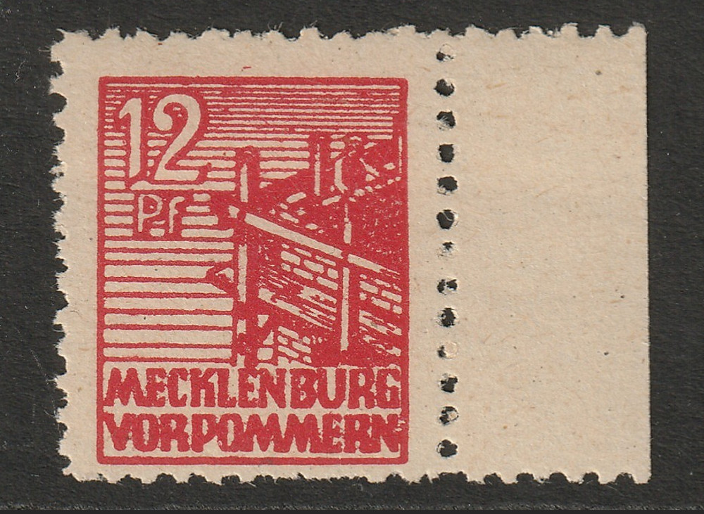 Germany 1946 Mecklenburg 12pf Bright White Paper MNH – S45302
