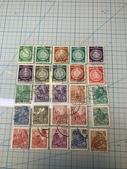 25 USED/Overstamped small Vtg 1950-1990 DDR East Germany stamps; $1 Ships/A DEAL