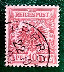Germany 1889 Reichspost 10 Pfennig Red Rose Stamp – Eagle Design – Used