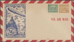 1954, GERMANY INTERNATIONAL AIR POST EXHIB. STATIONERY ENVELOPE 4PF+5PF, UNUSED