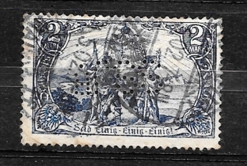 Impero Tedesco (2 Mk.) SCRITTO GOTICO 1902 – USATO PERFIN