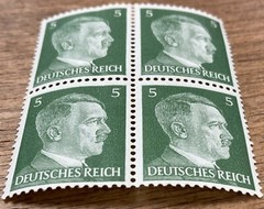 Block of 4 Adolph Hitler 5 pfennings postage stamps MNH. WW2 era