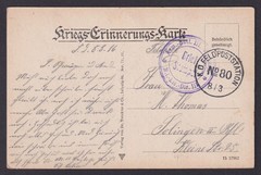 GERMANY 1916, Field postcard, German graves in Namen Namur Belgium, WWI