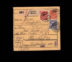 Germany 1924 Parcel Card Crivitz to Hamburg Card 8d