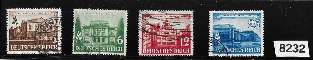 #8232 Used stamp set Sc 498-501 / Third Reich Germany / 1941 Leipzig Spring Fair