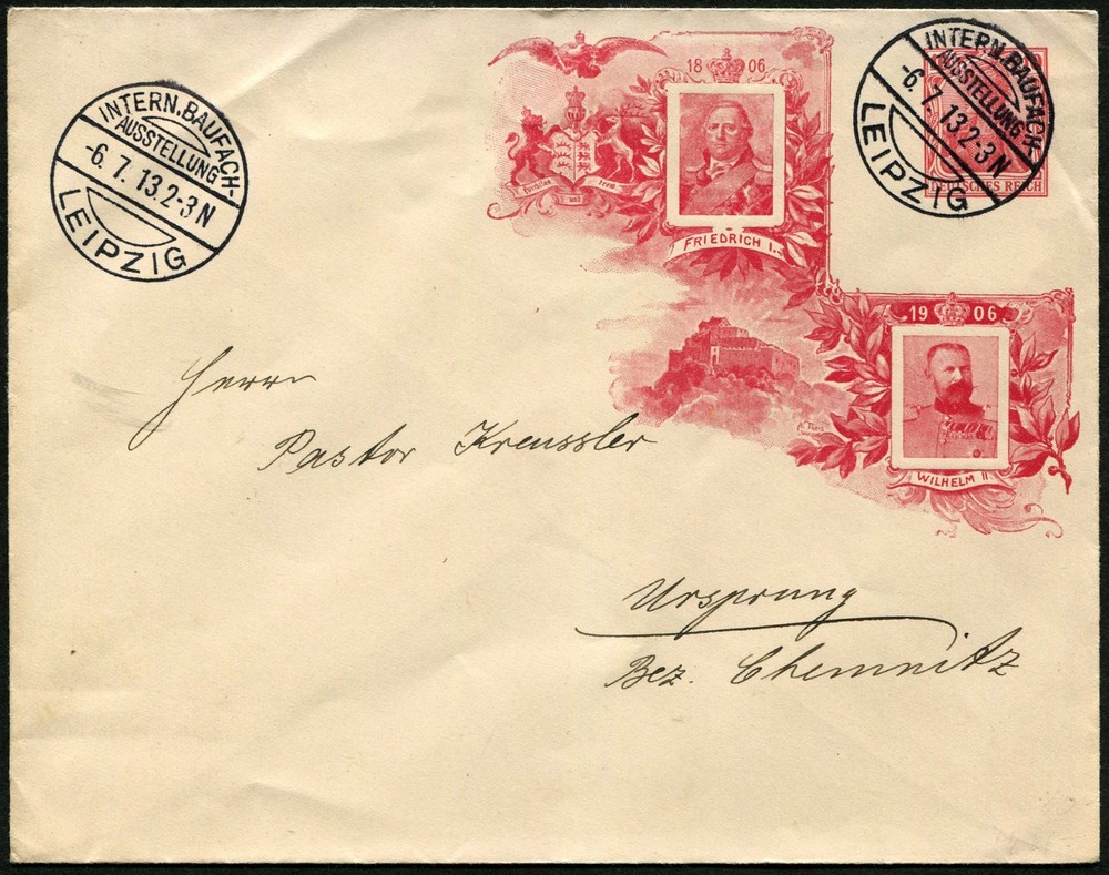 Germany 1913 Leipzig Exhibition Special Postmark Stationery Saxony Anniversary
