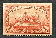 Travelstamps:GERMANY South West Africa Stamp Kaiser’s Yacht MOGH 1m Wmk **SIGNED