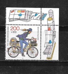 GERMANY GERMAN SC# B784 1995 BICYCLE SEMI-POSTAL MNH XF ECELLENT SINGLE STAMP