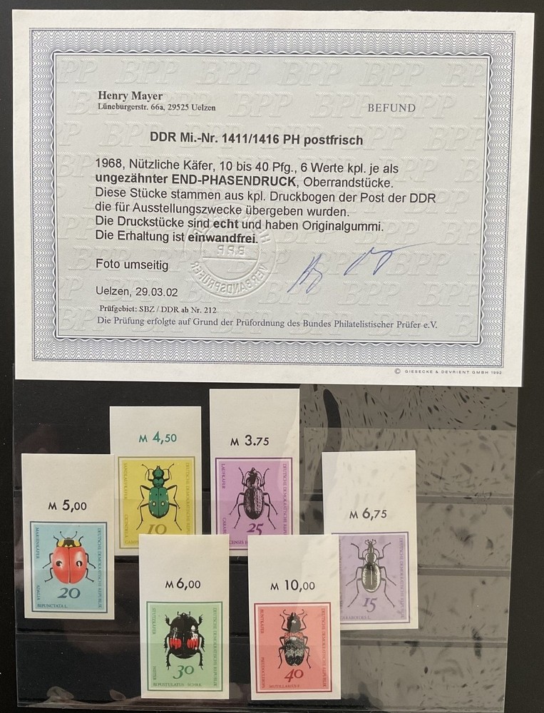 DDR GDR 1968 1411-1416PH ** MNH FLAWLESS PHASE PRINT OPINION BPP (G1982