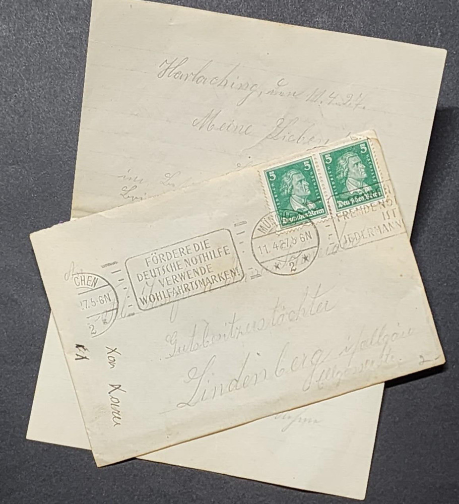 German Deutsche Reich Era Cover Envelope w special cancel 1927 + 2 stamps