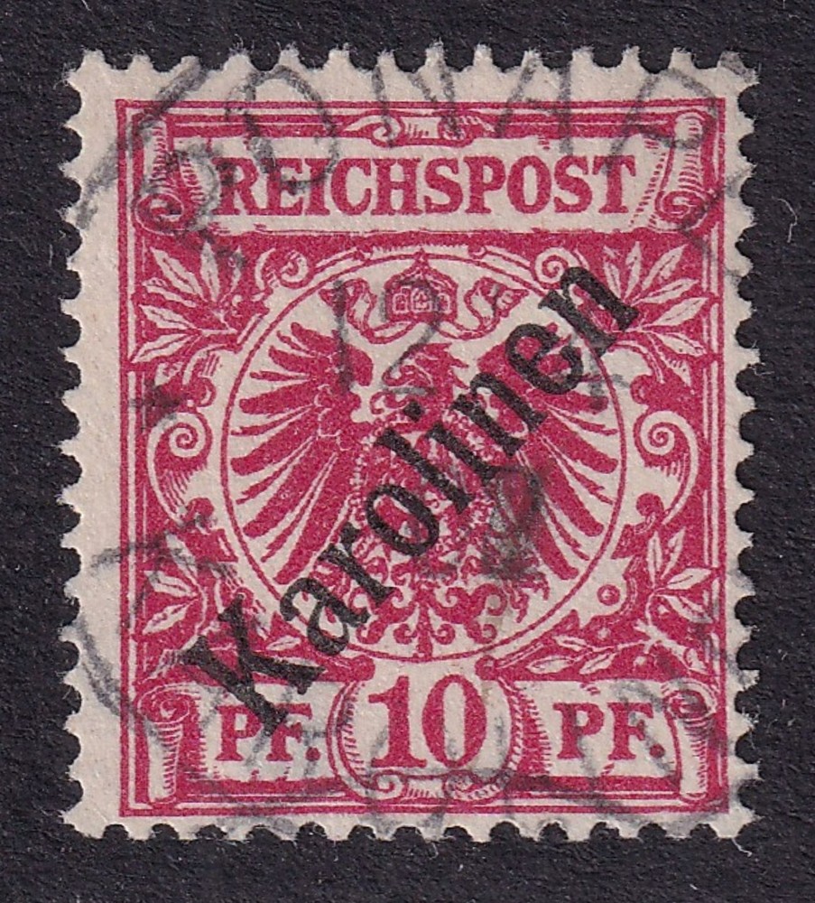 CAROLINE ISLANDS 1899 First Overprint 10pf Carmine SG 3 Used (CV £190)