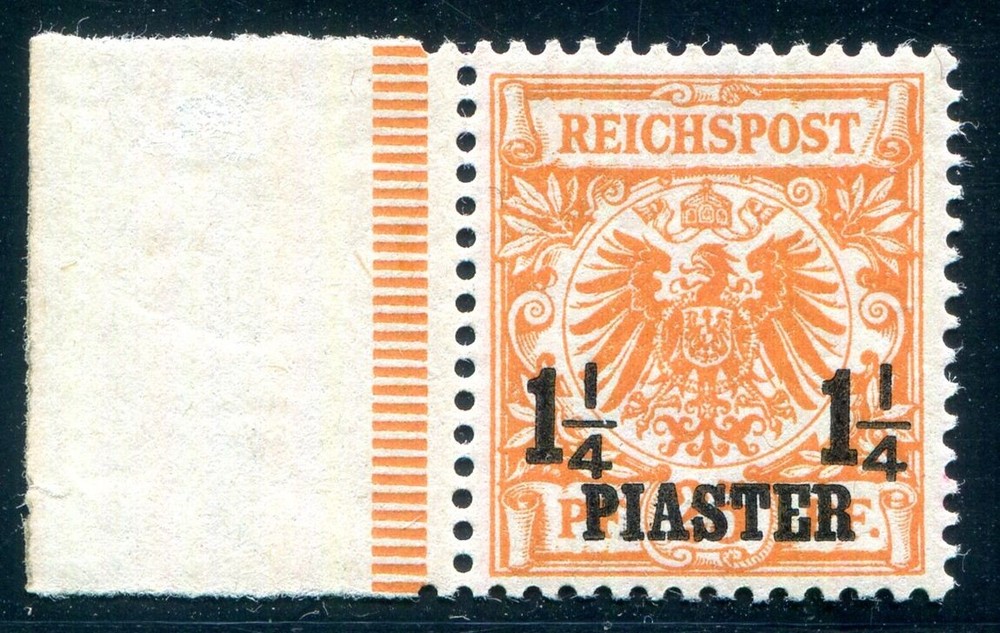 GERMAN COLONIES TURKEY 1889 9ba * RED ORANGE FLAWLESS CERTIFICATE J-L BPP(E8884