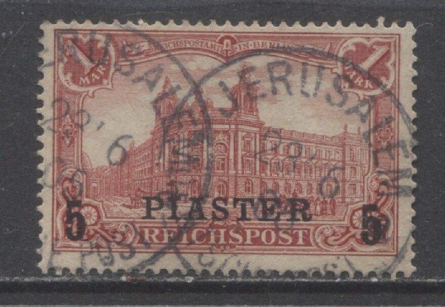 Germany 1903 offices in Turkey 5 Piaster issue used JERUSALEM, $ 162.00