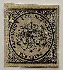 1865 NURNBERG STAMP COMMISSION FOR RETOURBRIEFE (RETURNED MAIL) NUREMBURG