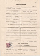 Germany 1942 Nazi Marriage Certificate Pelkum. 60pf Revenue Stamp