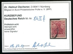 GERMANY 1915 86IIf used Good COLOR FLAWLESS OPINION OECHSNER BPP 200€(G0804