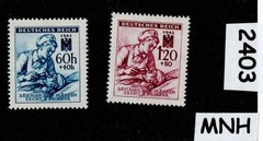 MNH stamp set 1942 B11-B12 Red Cross Nurses WWII Germany Occupation BaM #2403