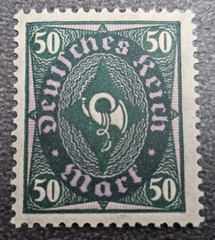 Stamp Germany Deutsches Reich Post Horn 50 Mark 1922 Mi. Nr. 209 [🇩🇪39119-2]