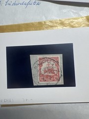 German SW Africa 20pf Overprint & 10pf Yacht on Piece, Colony Cancels
