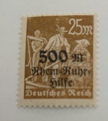 GERMANY – 1923 – SCOTT #B 6 – SURCHARGE 25 m + 500m – MNH