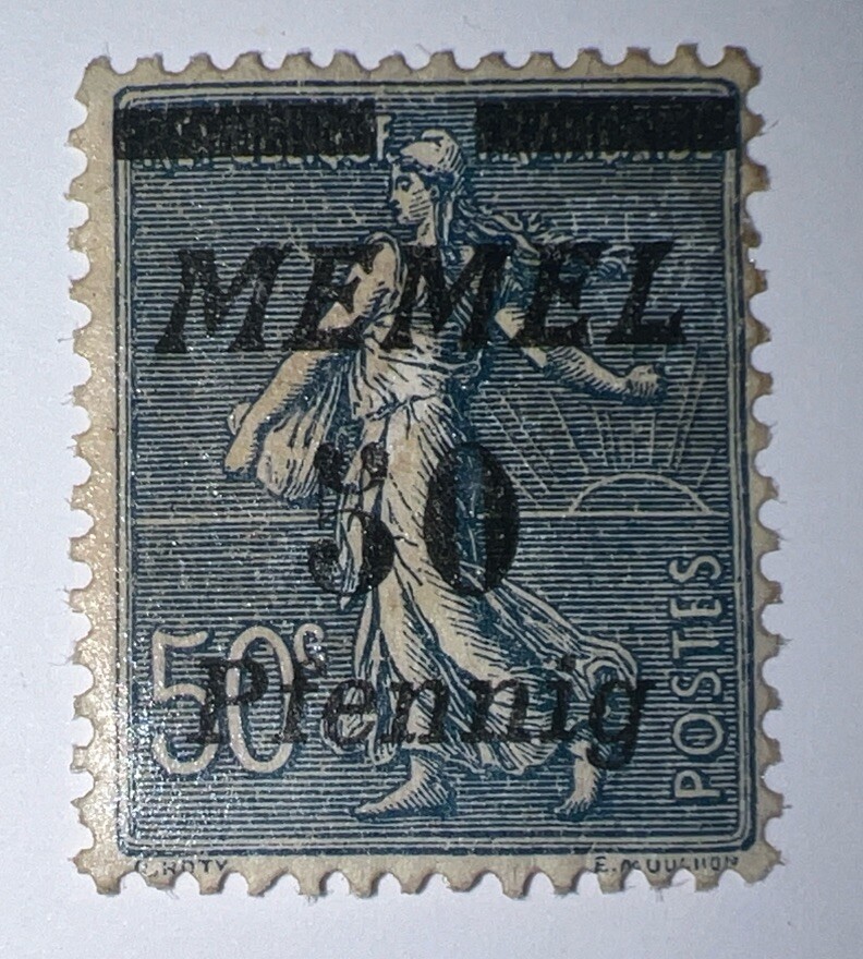 Travelstamps- MEMEL TERRITORY 1922 50 pf , German Reich Overprint 50pf/50c MOGH