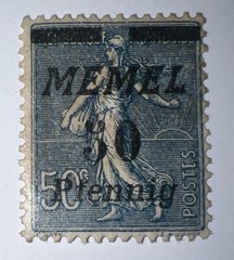 Travelstamps- MEMEL TERRITORY 1922 50 pf , German Reich Overprint 50pf/50c MOGH