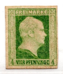GERMANY PRUSSIA 1859 SCOTT #1 MINT NO GUM 4-MARGIN COPY