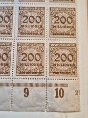 German Stamps Third Reich HyperInflation block of 91 stamps 1923 200M million