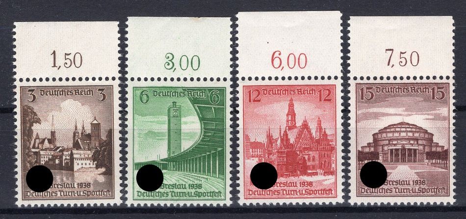 DR-3 Reich BRESLAU 665/68OR Upper Margin MNH Postfrisch 16 EUR