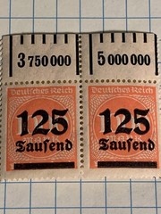 Germany S#288 Plate Block 125T Over Print 1000m MNH Margin 1923