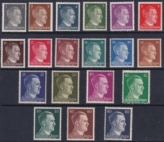 AUTHENTIC Historical Artifact 1941 WWII Adolf Hitler Set 19 Stamps SALE! MNH
