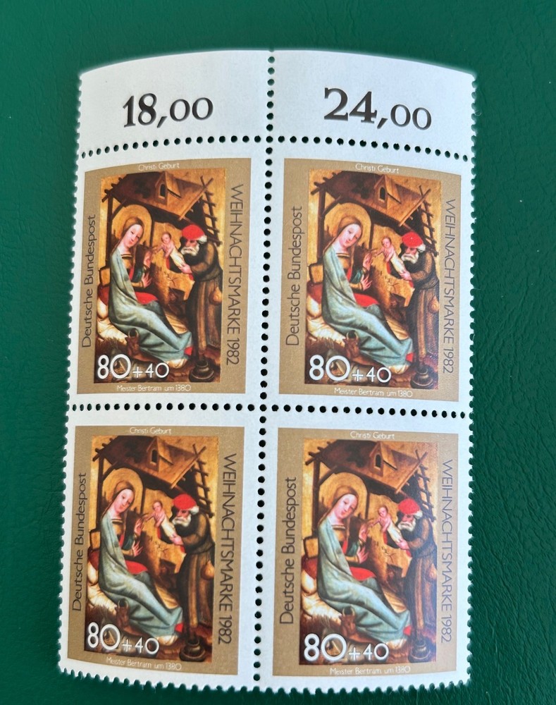 Germany 1982 Christmas Stamp, Scott B604 Mint NH Block if 4