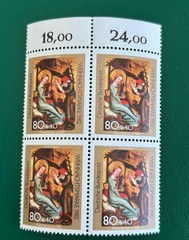Germany 1982 Christmas Stamp, Scott B604 Mint NH Block if 4