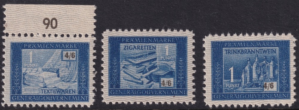 Stamp Germany Poland General Gov’t Revenue WWII Goods Tax Set of 3 MNG
