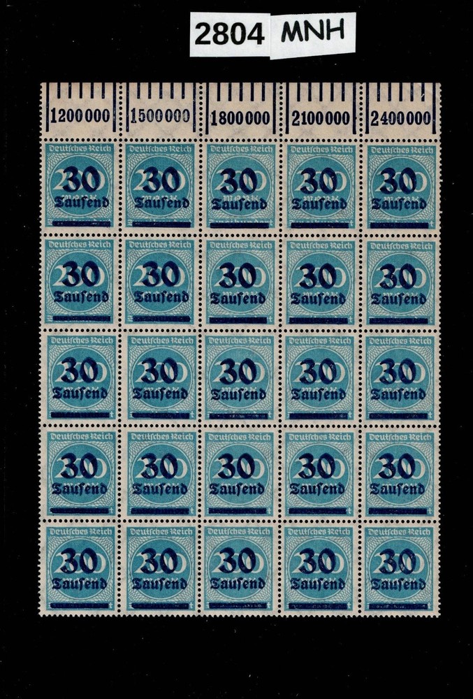 MNH sheet Overprint 30K over 200Mk Scott #249 Weimar German Republic 1923 #2804