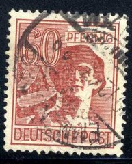 1947-48 Germany Bizone Post Reich Workers 60pf SC#571 A122 USED