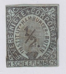 Hamburg Local Post H. Scheerenbeck 1/2 Stamp Vereinigte Corporationen 1862 CYS