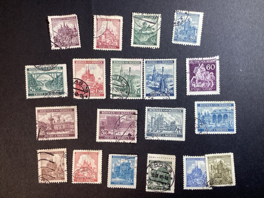 Bohemia and Moravia 1939-1941 Stamps #29~ #53c Buildings Cathedrals Architecture